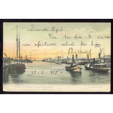 CIUDAD DE BUENOS AIRES PUERTO 1905 TARJETA POSTAL ARGENTINA